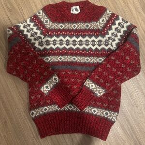 Vintage Women’s M Woolrich Red Sweater Fair Isle Wool